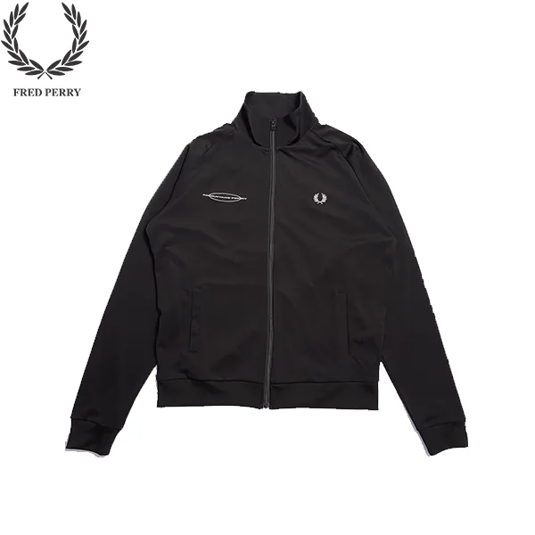 1 FRED PERRY 塗鴉感麥穗印花 立領拉鍊外套 防風夾克 男女同款