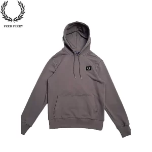 FRED PERRY 麥穗刺繡徽章連帽衛衣 不可拆卸連帽、口袋 寬鬆版型 男款