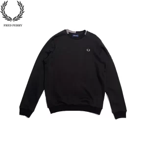 FRED PERRY麥穗刺繡 秋冬 寬鬆圓領套頭純色衛衣 男款【藏藍、黑色】