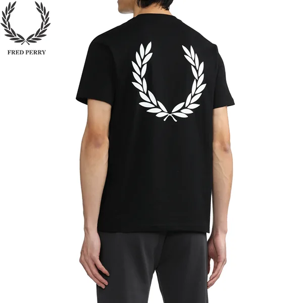 FRED PERRY 寬鬆背部膠印 麥穗刺繡短袖 休閒T恤 #夏季新款 M7784 FRED PERRY 寬鬆背部膠印 麥穗刺繡短袖 休閒T恤 #夏季新款 M7784