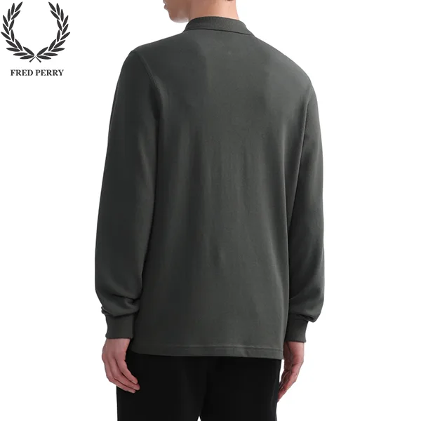 FRED PERRY 25AW刺繡 麥穗長袖Polo衫 高士PP線織領螺紋 男款【4色可選】 FRED PERRY 25AW刺繡 麥穗長袖Polo衫 高士PP線織領螺紋 男款【4色可選】
